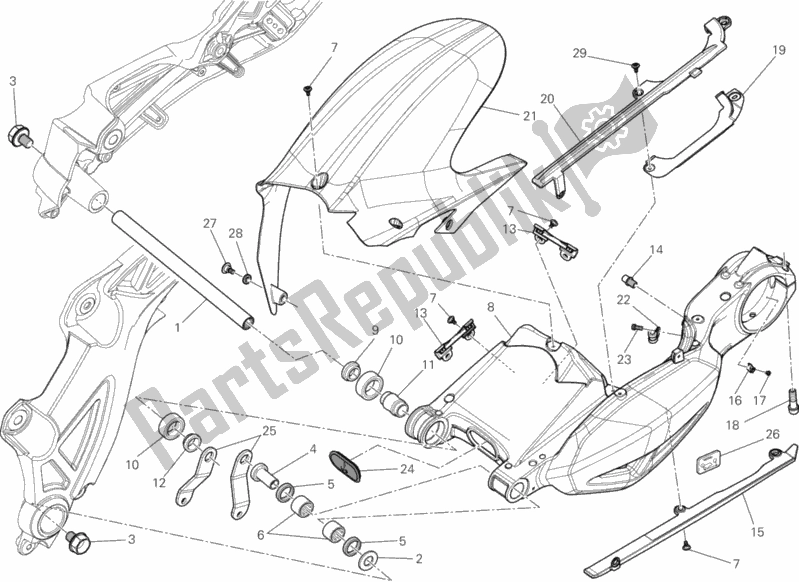 Todas as partes de Braço Oscilante do Ducati Diavel FL 1200 2016